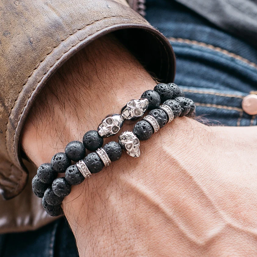 Emperador Silver Skull Bracelet - Image 3
